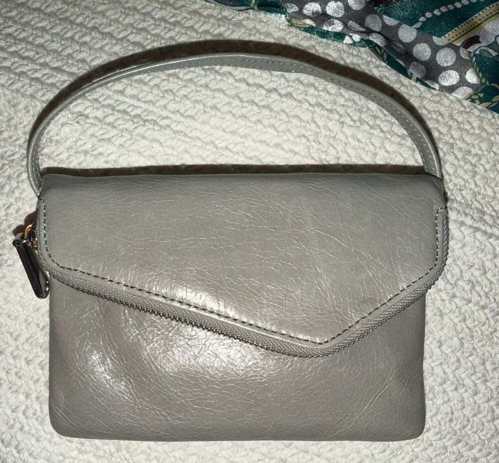 Hobo Gray Leather Crossbody Bag
